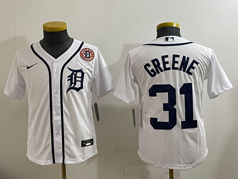 Youth 2025 Detroit Tigers #31 Greene White Game Nike MLB Jersey style 2->youth mlb jersey->Youth Jersey